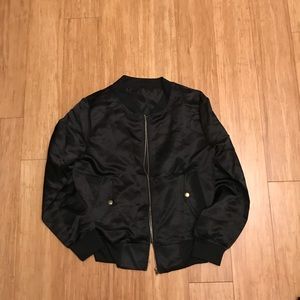 Womens’s Bomber Jacket MED LARGE Black Silver